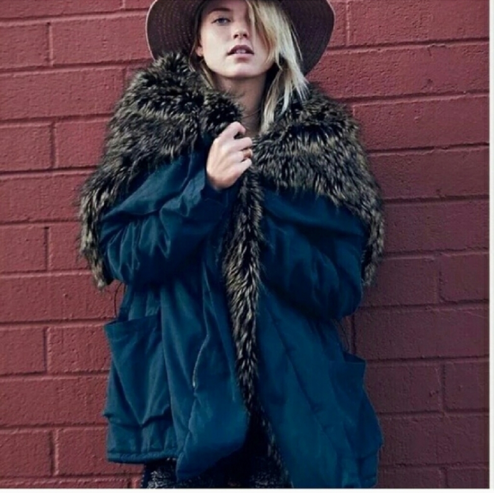 Free People Sweet Child Faux Fur Quilted Parka